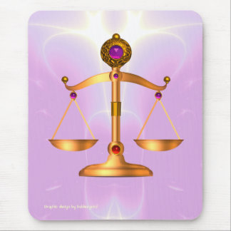 GOLD SCALES OF LAW WITH GEM STONES ,Justice Symbol Mouse Pad
