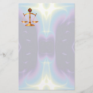 GOLD SCALES OF LAW WITH GEM STONES ,Justice Symbol Stationery