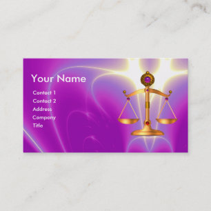 GOLD SCALES OF LAW WITH GEM STONES MONOGRAM BUSINESS CARD