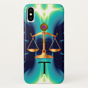 GOLD SCALES OF LAW WITH GEM STONES MONOGRAM Case-Mate iPhone CASE