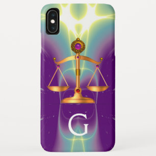 GOLD SCALES OF LAW WITH GEM STONES MONOGRAM Case-Mate iPhone CASE