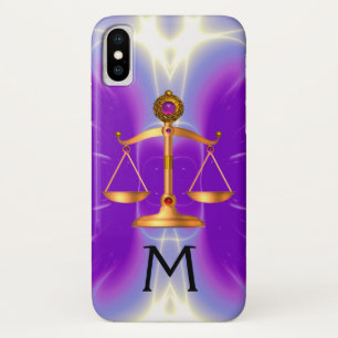 GOLD SCALES OF LAW WITH GEM STONES MONOGRAM Pink Case-Mate iPhone Case