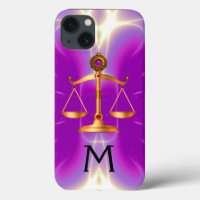 GOLD SCALES OF LAW WITH GEM STONES MONOGRAM Pink