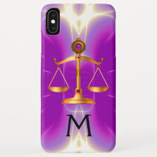 GOLD SCALES OF LAW WITH GEM STONES MONOGRAM Pink Case-Mate iPhone Case