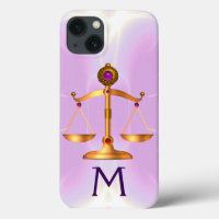 GOLD SCALES OF LAW WITH GEM STONES MONOGRAM Pink