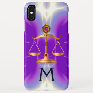 GOLD SCALES OF LAW WITH GEM STONES MONOGRAM Pink Case-Mate iPhone Case