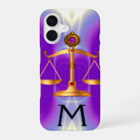 GOLD SCALES OF LAW WITH GEM STONES MONOGRAM Pink