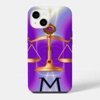 GOLD SCALES OF LAW WITH GEM STONES MONOGRAM Pink