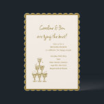 Gold Scallop Champagne Tower Doodle Wedding Shower Invitation<br><div class="desc">This bridal shower invitation features a cream background with a gold scallop border, a hand-drawn champagne tower illustration in the lower left, and the couple's names in flowing script at the top. All the event details — date, time, venue, and registry — fill in cleanly below in matching gold lettering....</div>