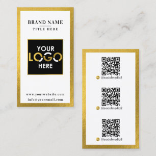 Gold Scannable Digital Contact QR Code Logo Business Card