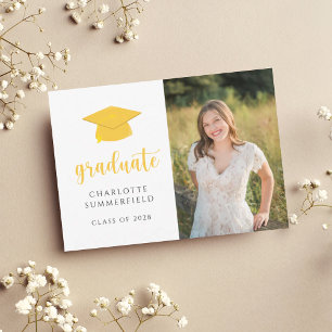 Gold School Colours Photo Graduation Announcement