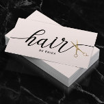 Gold Scissor Elegant Blush Pink Typography Hair Business Card<br><div class="desc">Minimalist Gold Scissor Elegant Typography Blush Pink Hair Business Cards.</div>