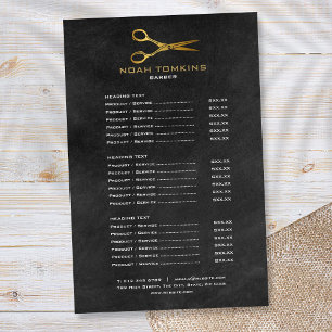 Gold Scissors Barber Service Menu Chalkboard