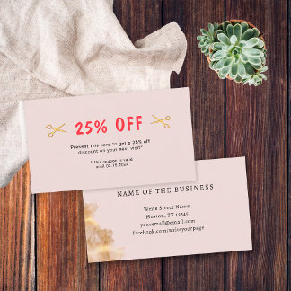 Gold Scissors Hair Dresser Hairstylist Salon Discount Card