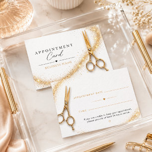 Gold Scissors Hair Salon Appointment Card