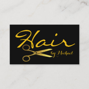 Gold Scissors Hair Stylist #3 Business Card