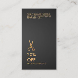 Gold Scissors Hair Stylist Black Discount Vertical Business Card