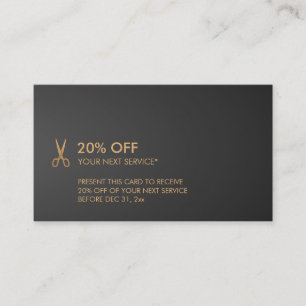 Gold Scissors Hair Stylist Black Gradient Discount Business Card
