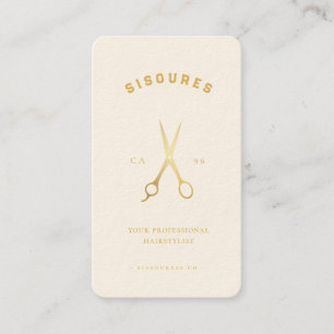 Gold Scissors Hairstylist Minimalist Qr Code Business Card