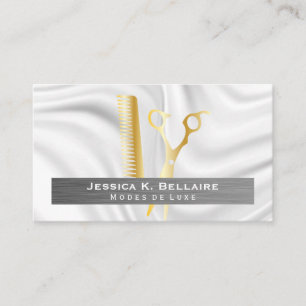 Gold Scissors Metal Brushed Silk Drapery Appointment Card