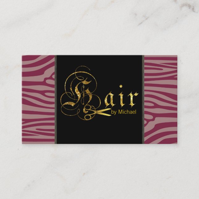 Gold Scissors Script Hair Stylist Appointment #10 Card (Front)