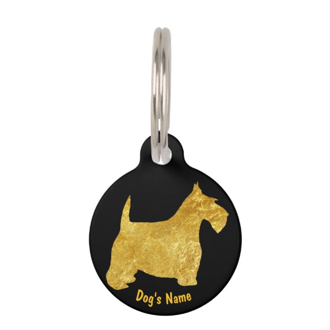 Gold Scottie Personalise Pet Tag (Front)