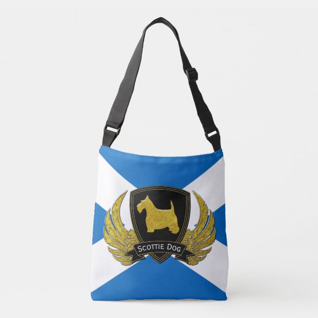 Gold Scottie Your Text Scottish Flag Crossbody Bag (Front)