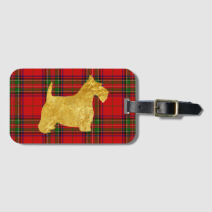 Gold Scottish Terrier on Plaid Luggage Tag
