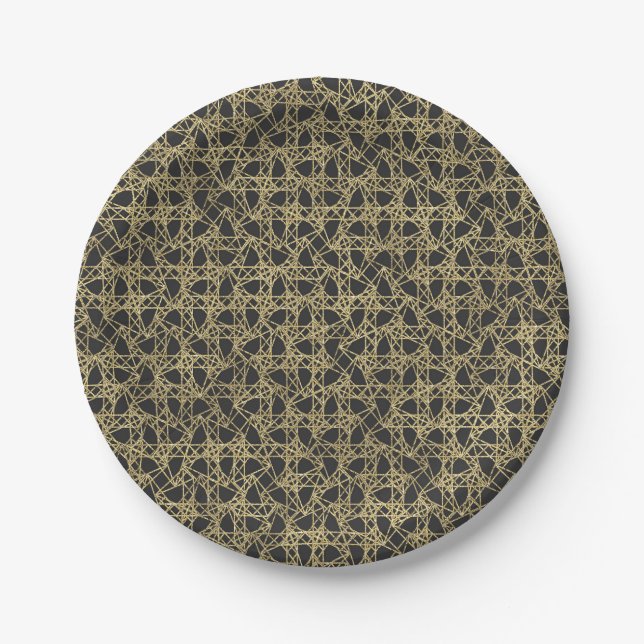 Gold Scratch Golden Modern Glamour Elegant Party Paper Plate (Front)