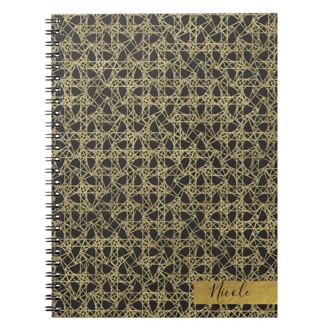Gold Scratch Golden Modern Glamour Personalised Spiral Notebook (Front)
