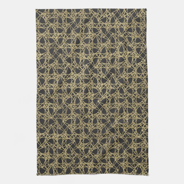 Gold Scratch Golden Modern Glamour Unique Elegant Tea Towel (Vertical)