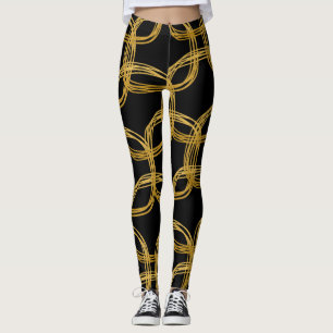 Gold Scribble Circles Modern Chic Choose Any Colou Leggings