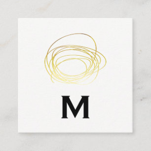 Gold Scribble / Monogram Square Business Card