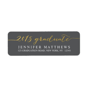 Gold Script 2015 Graduation Address Label