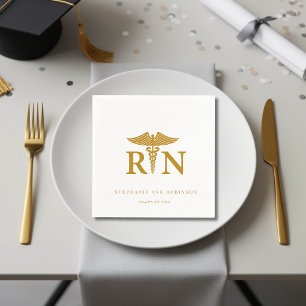 Gold Script 2025 Nurse Graduation Party Napkin