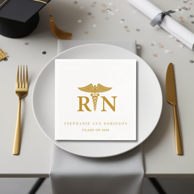 Gold Script 2026 Nurse Graduation Party  Napkin (Creator Uploaded)