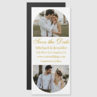 gold script 2 arch photos save the date magnet