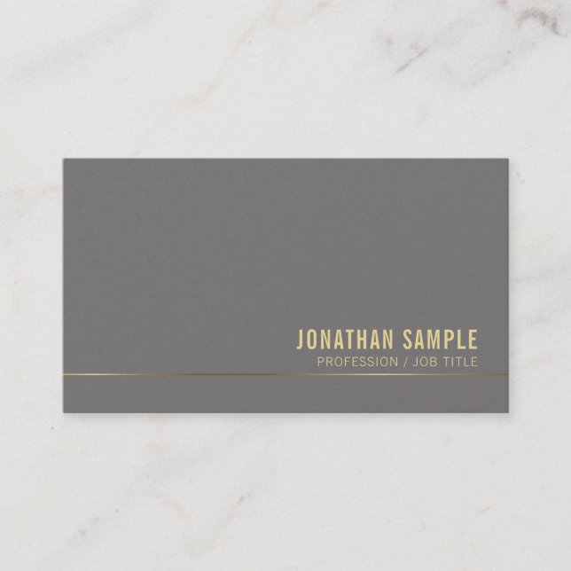 Gold Script Artistic Design Modern Plain Luxury Business Card (Front)