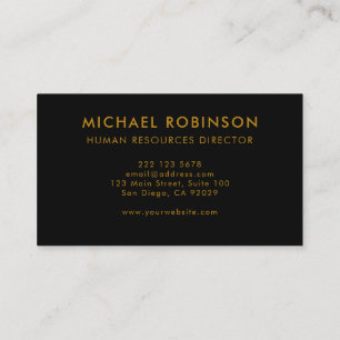 Gold Script Black Minimalist Modern Professional Business Card