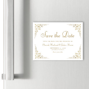 Gold Script Botanical Frame Save The Date
