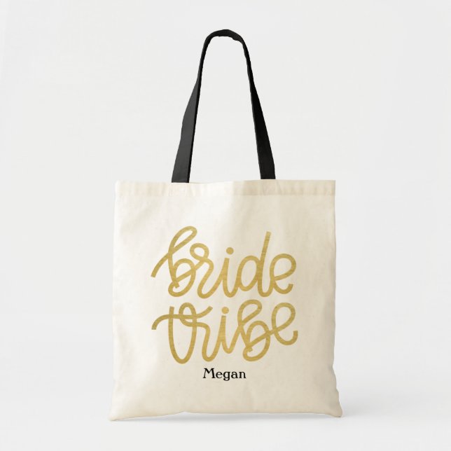 Gold Script Bride Tribe Tote (Front)