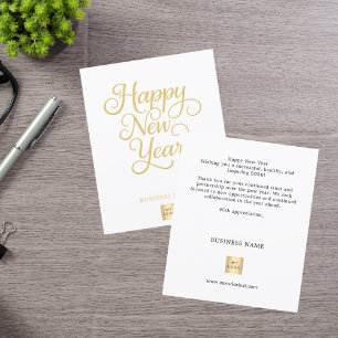 Gold script business logo New Year Greetings Flyer