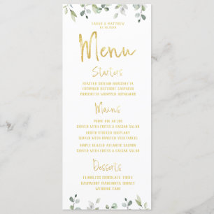 Gold Script Calligraphy Classic Wedding Dinner Menu