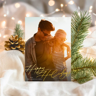 Gold Script Calligraphy Happy Christmas Photo