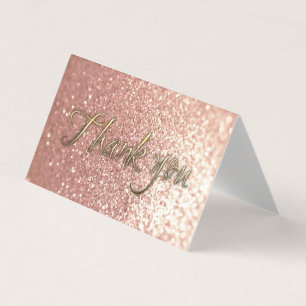 Gold script calligraphy Thank you glittery Business Card