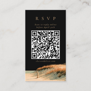Gold Script Cape Cod Wedding QR Code RSVP Card