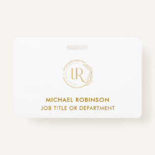 Gold Script Company Logo ID Custom Employee Staff ID Badge