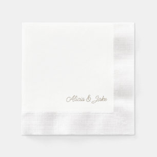 Gold Script Couple Names Personalised Wedding Napkin