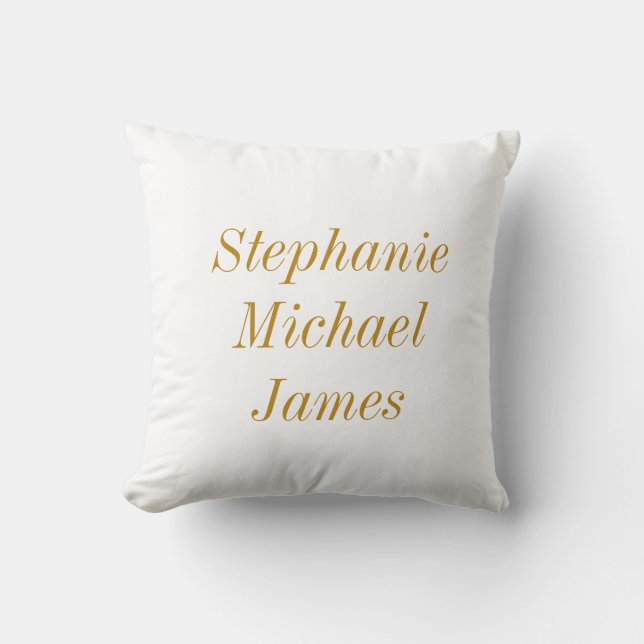 Gold Script Custom Family Names Mother's Day Cushion (Front)