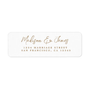 Gold Script Elegant Wedding Return Address